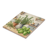 Fresh Kitchen Herbs Watercolor  タイル (側面)