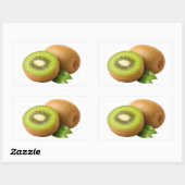 Fresh Kiwi Slice And Whole Fruit Sticker 長方形シール (シート)
