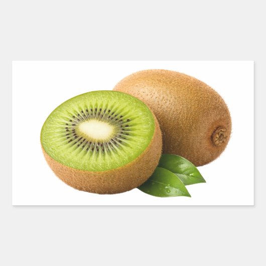 Fresh Kiwi Slice And Whole Fruit Sticker 長方形シール (正面)