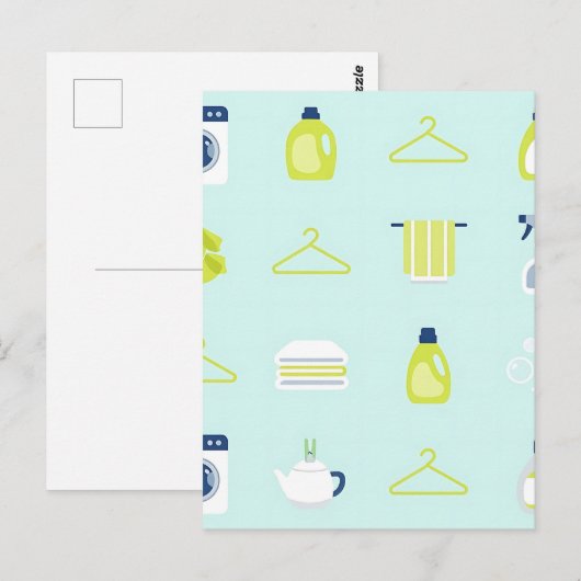 Fresh Laundry Day Pattern ポストカード (正面/裏面)