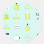 Fresh Laundry Day Pattern ラウンドシール (正面)