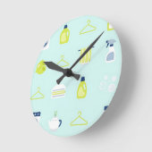Fresh Laundry Day Pattern ラウンド壁時計 (傾斜)