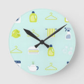 Fresh Laundry Day Pattern ラウンド壁時計 (正面)