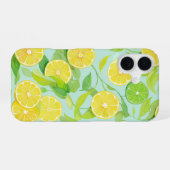 Fresh Lemon and Lime Botanical Pattern Phone Case iPhone 16ケース (裏面横)