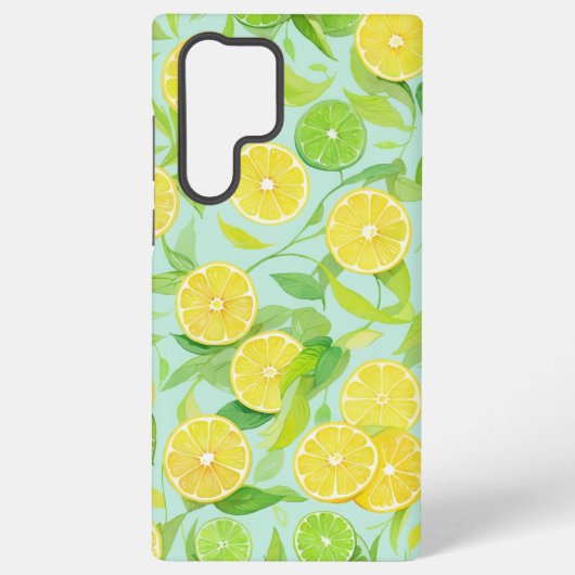 Fresh Lemon and Lime Botanical Pattern Phone Case Samsung Galaxyケース (裏面)