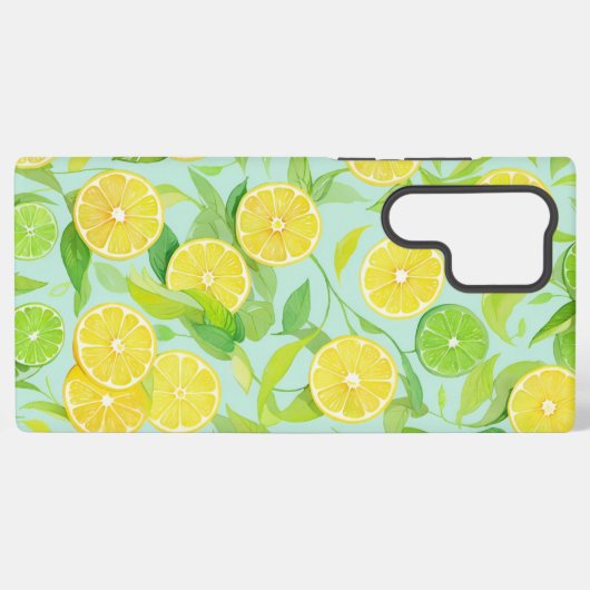 Fresh Lemon and Lime Botanical Pattern Phone Case Samsung Galaxyケース (裏面横)