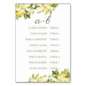 Fresh Lemon Bright Alphabet Seating Chart Card テーブルナンバー (正面)
