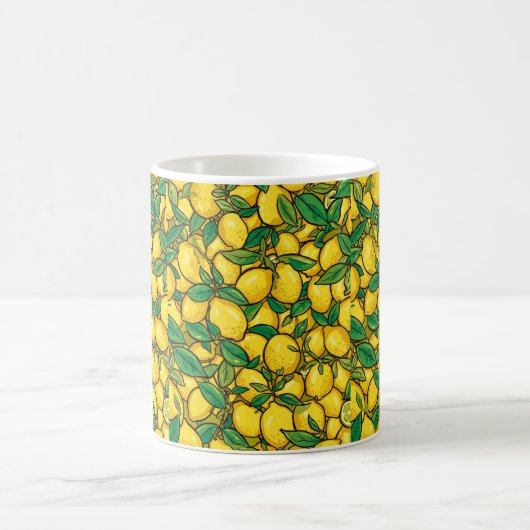  Fresh Lemon Citrus Pattern コーヒーマグカップ (中央)