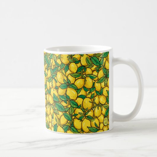 Fresh Lemon Citrus Pattern コーヒーマグカップ (右)