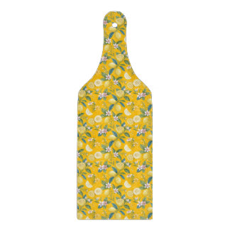 Fresh Lemon Floral Botanical Pattern  カッティングボード