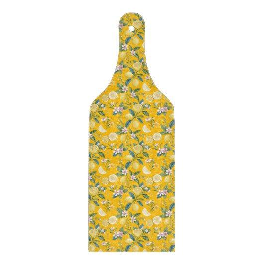 Fresh Lemon Floral Botanical Pattern  カッティングボード (正面)