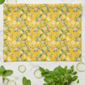 Fresh Lemon Floral Botanical Pattern キッチンタオル (折り畳み)