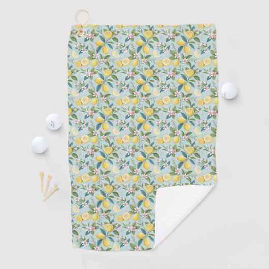 Fresh Lemon Floral Botanical Pattern ゴルフタオル (インサイチュ)