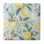 Fresh Lemon Floral Botanical Pattern タイル (正面)