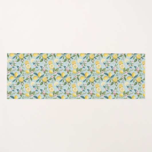 Fresh Lemon Floral Botanical Pattern  ヨガマット (正面(横))