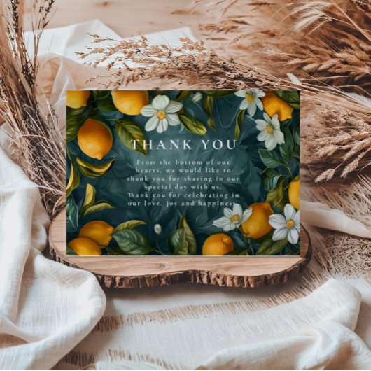 Fresh Lemon Grove Botanical Wedding サンキューカード
