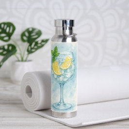 Fresh Lemon & Mint Gin & Tonic – Watercolor  ウォーターボトル