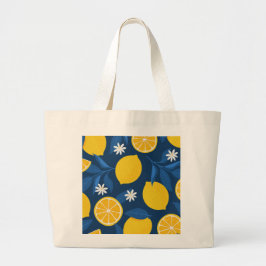 Fresh Lemon Pattern Tote Bag – Citrus Summer Desig ラージトートバッグ