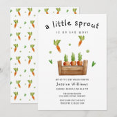Fresh Little Sprout Carrots Garden Baby Shower 招待状 (正面/裏面)