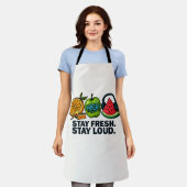 Fresh & Loud Pop‑Art Fruit  エプロン (着用した状態)
