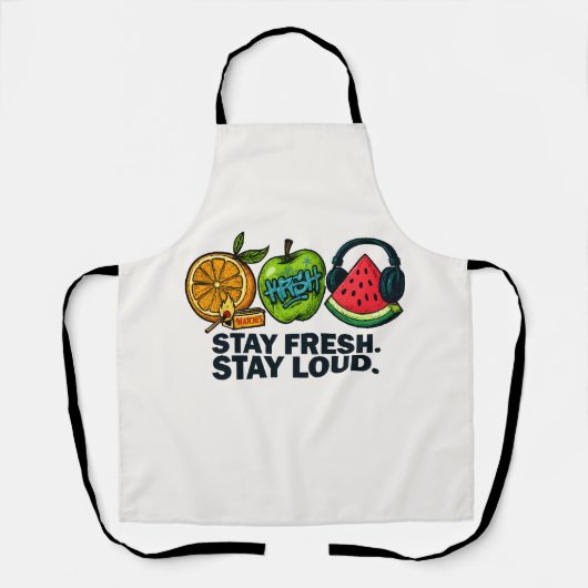 Fresh & Loud Pop‑Art Fruit  エプロン (正面)