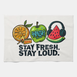 Fresh & Loud Pop‑Art Fruit  キッチンタオル
