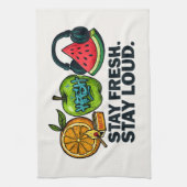 Fresh & Loud Pop‑Art Fruit  キッチンタオル (縦)