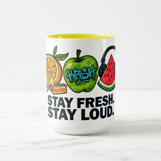 Fresh & Loud Pop‑Art Fruit Combo マグカップ (中央)