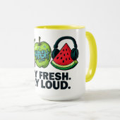 Fresh & Loud Pop‑Art Fruit Combo マグカップ (正面右)