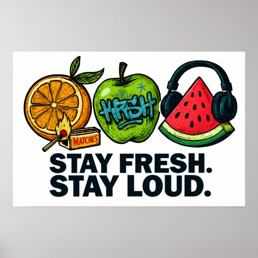 Fresh & Loud Pop‑Art Fruit Poster ポスター (正面)
