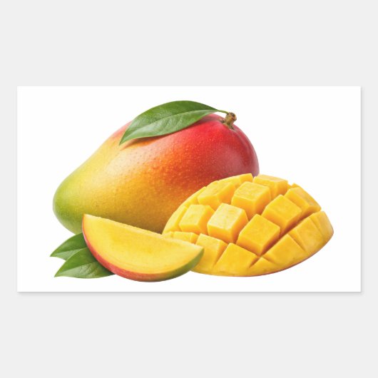 Fresh Mango Whole and Sliced Sticker 長方形シール (正面)