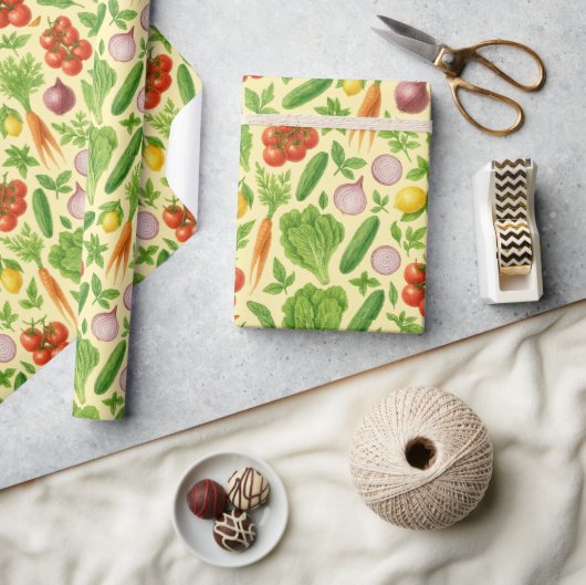 Fresh Market Vegetable Wrapping Paper | Foodie Gif ラッピングペーパー (クラフト)