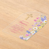 Fresh Meadow Flowers Arch Baptism アクリル招待状 (レイダウン)