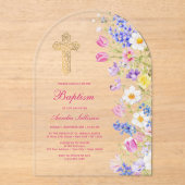 Fresh Meadow Flowers Arch Baptism アクリル招待状 (正面)