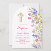 Fresh Meadow Flowers Arch Baptism 招待状 (正面)