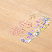 Fresh Meadow Flowers Arch First Communion アクリル招待状 (レイダウン)