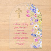 Fresh Meadow Flowers Arch First Communion アクリル招待状 (正面)