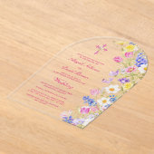 Fresh Meadow Flowers Arch Religious Wedding アクリル招待状 (レイダウン)