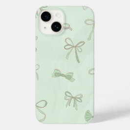 Fresh Mint Bow Pattern Case-Mate iPhone 14ケース