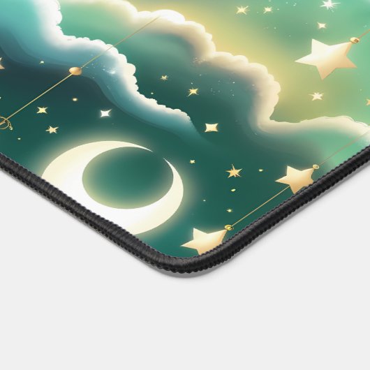 Fresh Mint Green Celestial Moon for Calm Workspace デスクマット (コーナー)