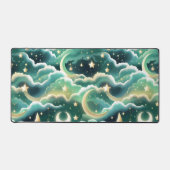 Fresh Mint Green Celestial Moon for Calm Workspace デスクマット (正面)