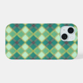 Fresh Mint Green & Turquoise Plaid Phone Case iPhone 15ケース (裏面横)