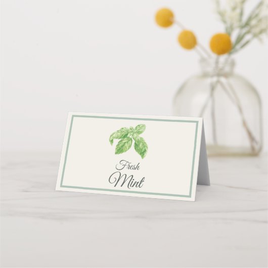 Fresh Mint Mimosa Bar Table Cards プレイスカード (正面)