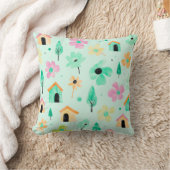 Fresh Modern Floral Pattern Pillow クッション (ブランケット)