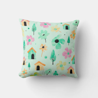 Fresh Modern Floral Pattern Pillow クッション