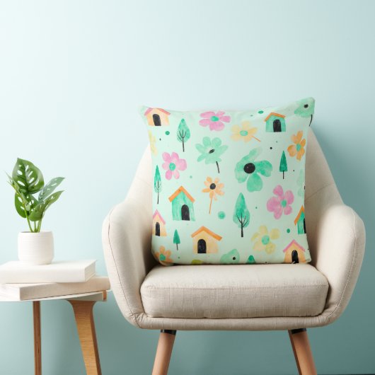 Fresh Modern Floral Pattern Pillow クッション (椅子)