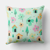 Fresh Modern Floral Pattern Pillow クッション (裏面)