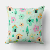 Fresh Modern Floral Pattern Pillow クッション (正面)