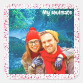 fresh modern personalized design red hearts スクエアシール (正面)