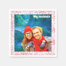 fresh modern personalized design red hearts スタンダードカクテルナプキン